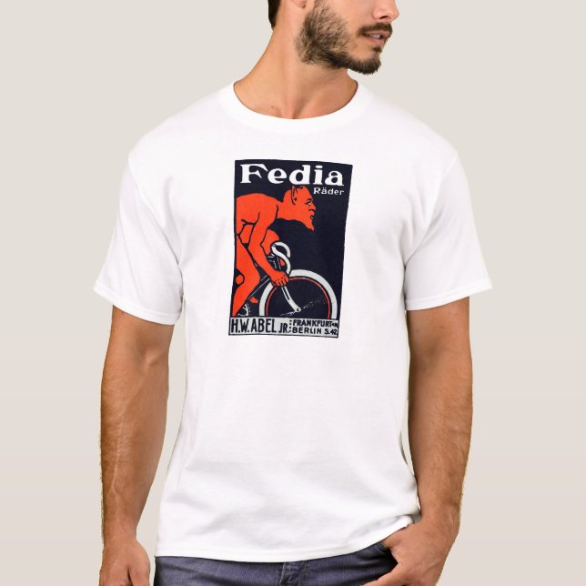 Djävulen som 1920 rider en cykel tee (Framsida)