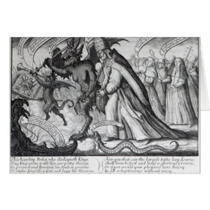 Djävulen som leder popen kedjar in, 1680 hälsningskort