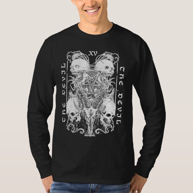 Djävulen Tarot Baphomet Satanic Witch Gothic Hall T Shirt (Framsida)