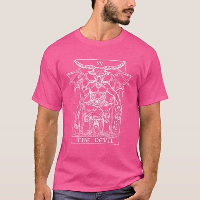 Djävulen Tarot Card Baphomet Gothic Halloween Sat T Shirt (Framsida)