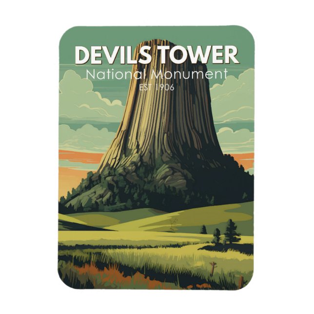 Djävulen Torn nationalmonument Travel Art Vintage Magnet (Vertikal)