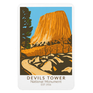 Djävulen Torn nationalmonument Wyoming Vintage Magnet