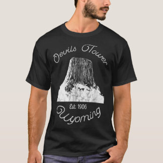 Djävulen Torn Wyoming nationalmonument Retro Vinta T Shirt