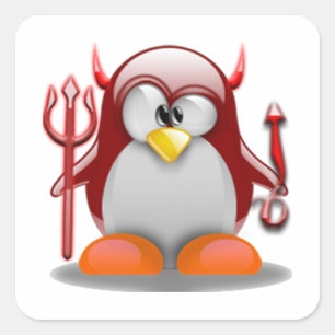Djävulen Tux (Linux Tux) Fyrkantigt Klistermärke