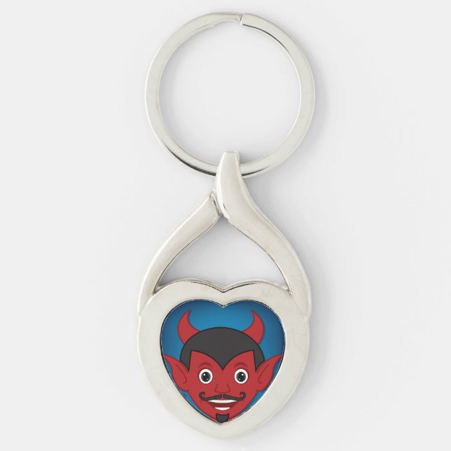 Djävulen Twisted Heart Silverfärgad Nyckelring (Framsidan)