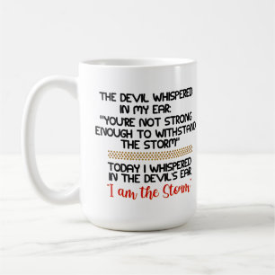 Djävulen viskade i mitt öra, livs inspiration kaffemugg
