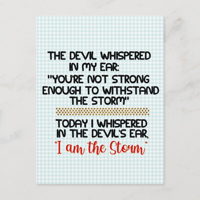 Djävulen viskade i mitt öra, livs inspiration vykort (Framsida)