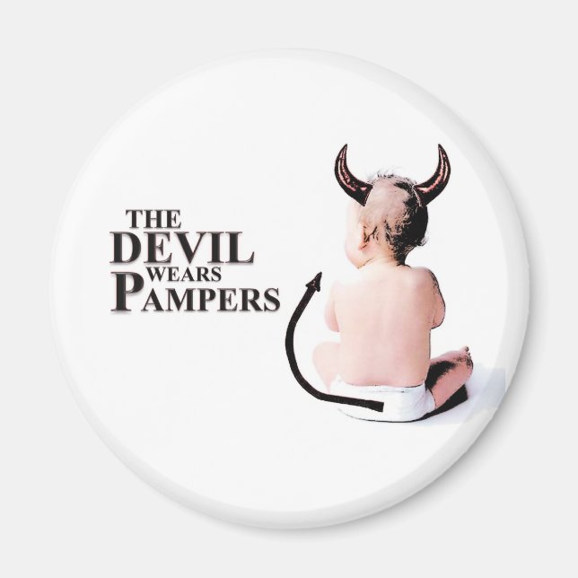 Djävulen Wears Pampers Magnet (Framsidan)