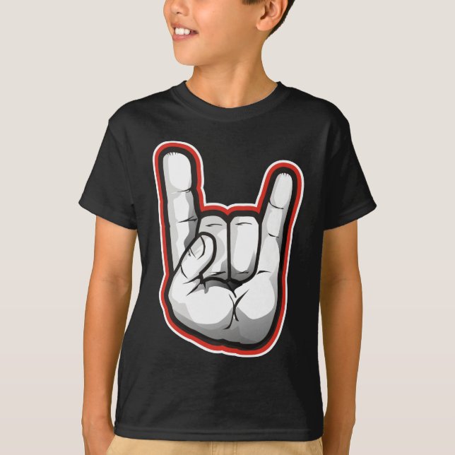 DjävulenHorns räcker gest Tee Shirt (Framsida)