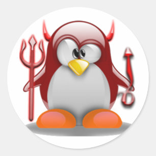 DjävulenTux (Linuxtuxen) Runt Klistermärke