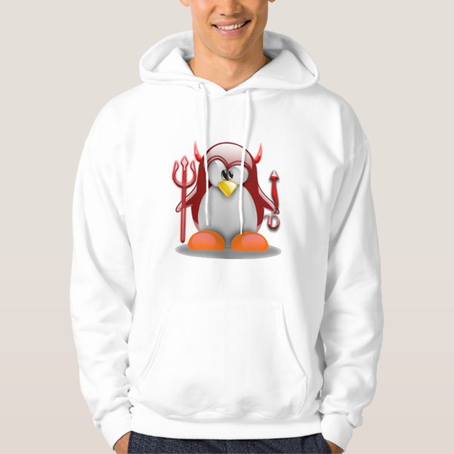 DjävulenTux (Linuxtuxen) Sweatshirt Med Luva (Framsida)