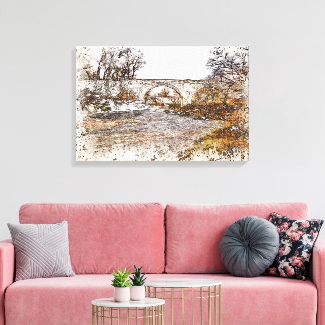 Djävulsbron Kirkby Lonsdale konsttryck Canvastryck (Insitu (Vardagsrum))