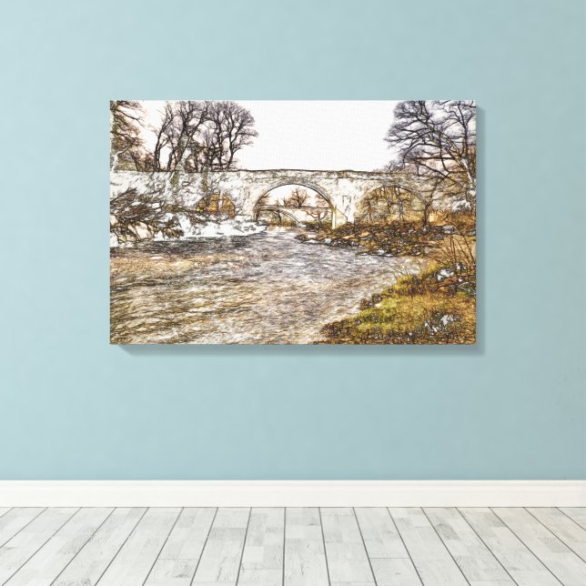 Djävulsbron Kirkby Lonsdale konsttryck Canvastryck (Insitu (trägolv))