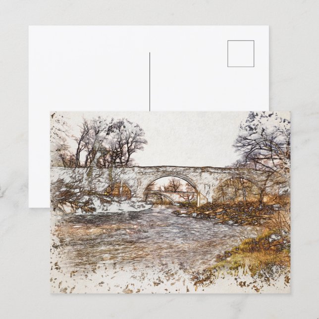 Djävulsbron Kirkby Lonsdale konsttryck Vykort (Fram/baksida)