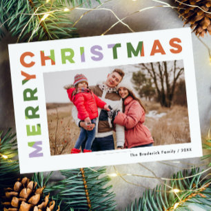 Djävulsk färgglad glad jul typografi foto julkort