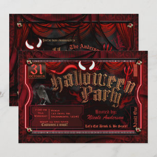 Djävulsk Halloween-kostymfest Biljett En Fest Inbjudningar