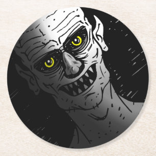 Djävulsk Halloween-vampyr Underlägg Papper Rund