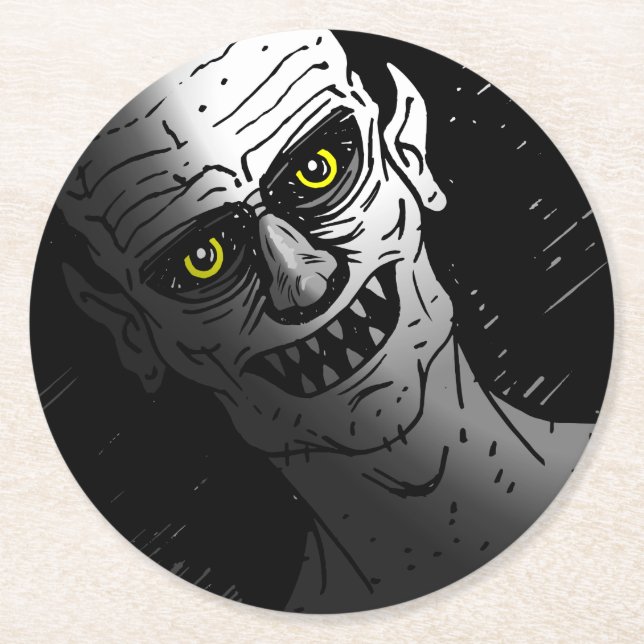 Djävulsk Halloween-vampyr Underlägg Papper Rund (Framsidan)