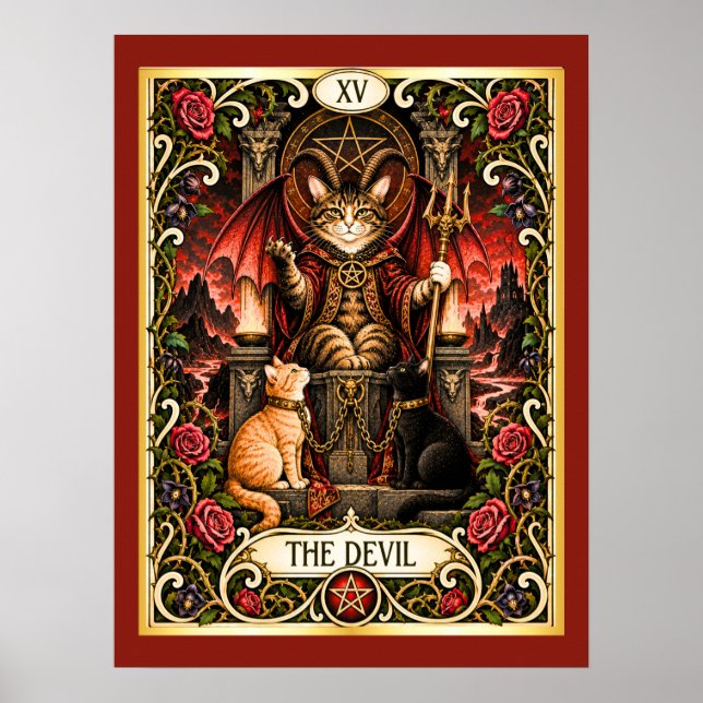 Djävulskatt Tarot - Frestelse och Skugga Poster (Framsidan)