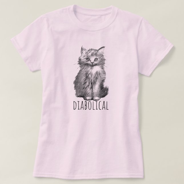 Djävulskt sött luddigt kattunge t shirt (Design framsida)