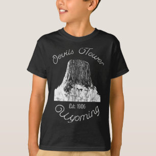 Djävulstornet Wyoming National Monument Retro Vint T Shirt
