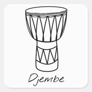 Djembe Fyrkantigt Klistermärke