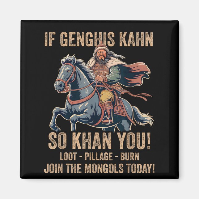 Djengis Khan Citat Rolig Mongoliet Historia Mongol Magnet (Framsidan)
