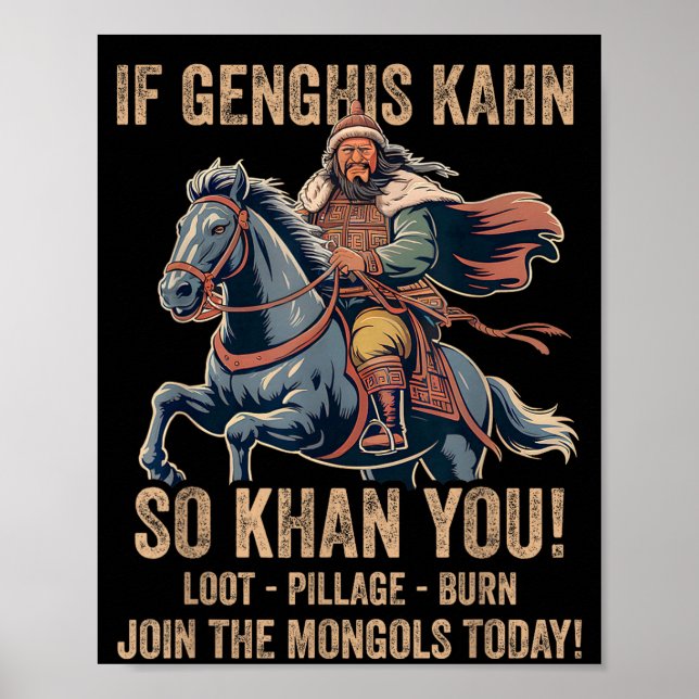 Djengis Khan Citat Roligt Mongoliet Historia Mongo Poster (Framsidan)