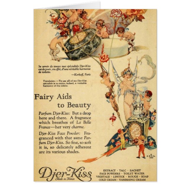 Djer Fairy Aid Fransk Parfym Hälsningskort (Framsidan)