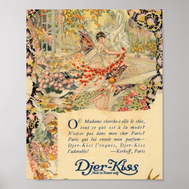 Djer-Kiss Fransk Parfym-etikett Poster (Framsidan)