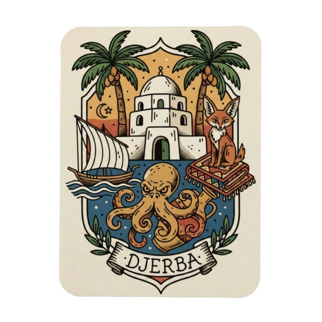 Djerba Island Tunisien Reseskort Magnet (Vertikal)