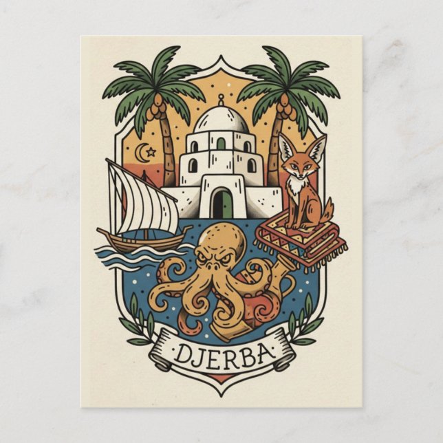 Djerba ön Tunisien Resa vykort (Framsida)