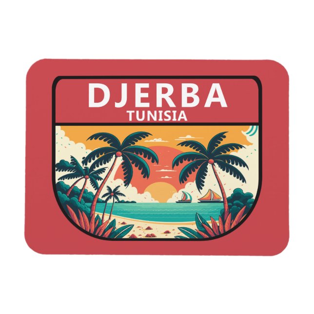 Djerba Tunisien Retro Emblem Magnet (Horisontell)