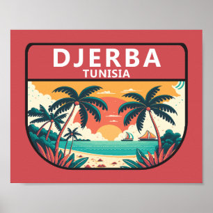 Djerba Tunisien Retro Emblem Poster