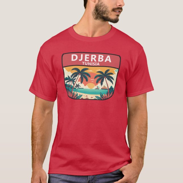 Djerba Tunisien Retro Emblem T Shirt (Framsida)
