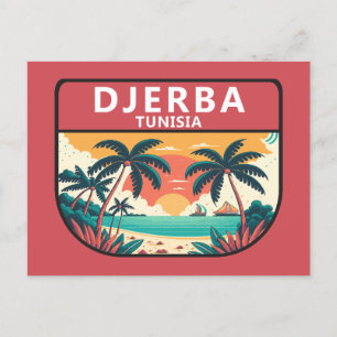 Djerba Tunisien Retro Emblem Vykort