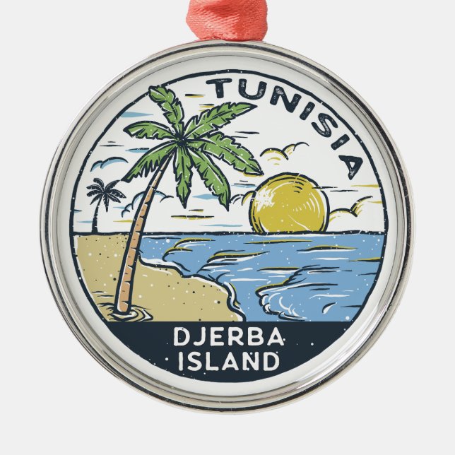 Djerba Tunisiens Vintage Emblem Julgransprydnad Metall (Framsidan)