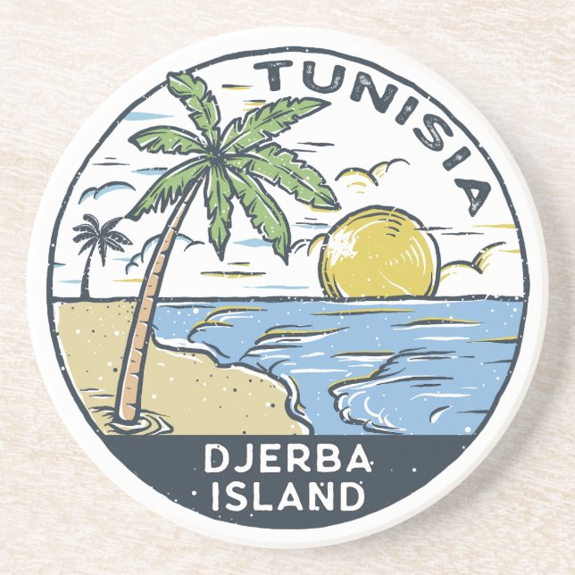 Djerba Tunisiens Vintage Emblem Underlägg (Framsidan)