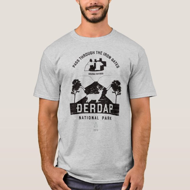 Djerdap National Park Black Design T Shirt (Framsida)