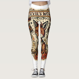 Djevelns arbete Sly Fox Tarotkort Tatuering Flash Leggings