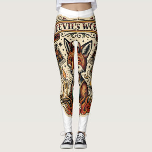 Djevelns arbete Sly Fox Tarotkort Tatuering Flash  Leggings