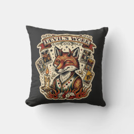 Djevelns Sly Fox Tarotkort Tatuering Flash Mystik Kudde