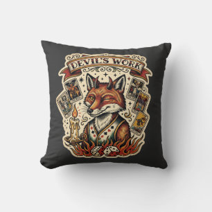Djevelns Sly Fox Tarotkort Tatuering Flash Mystik Kudde