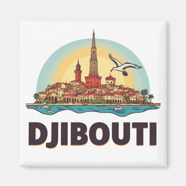 Djibouti Afrika Resa Present 🗺️ Magnet (Framsidan)