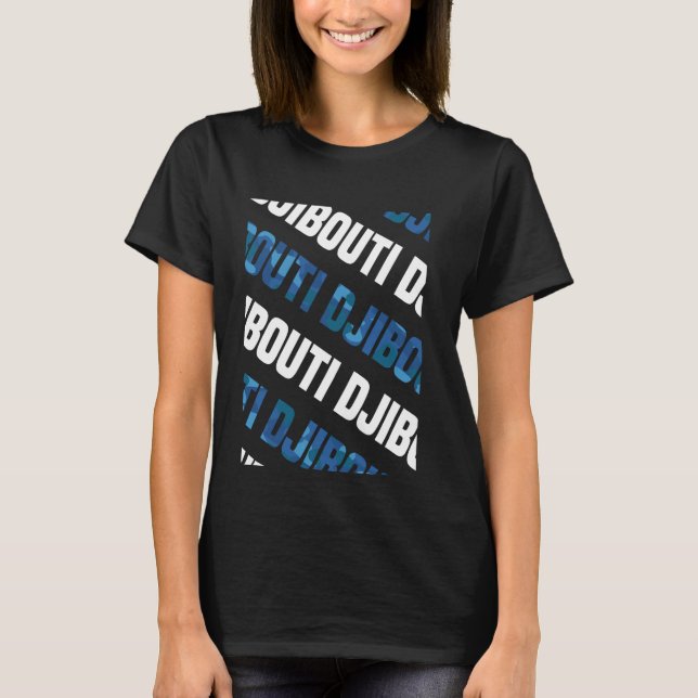 Djibouti Camo Mönster Blue Camouflage T Shirt (Framsida)