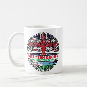 Djibouti Djiboutian British UK Träd Roots Flagga Kaffemugg