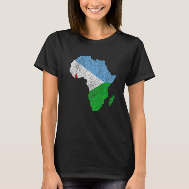 Djibouti Flagga Afrika Continent Silhouette Gift D T Shirt (Framsida)