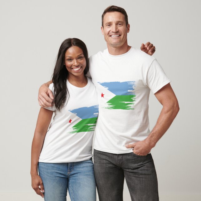 Djibouti Flagga Brush Art T Shirt (Unisex)