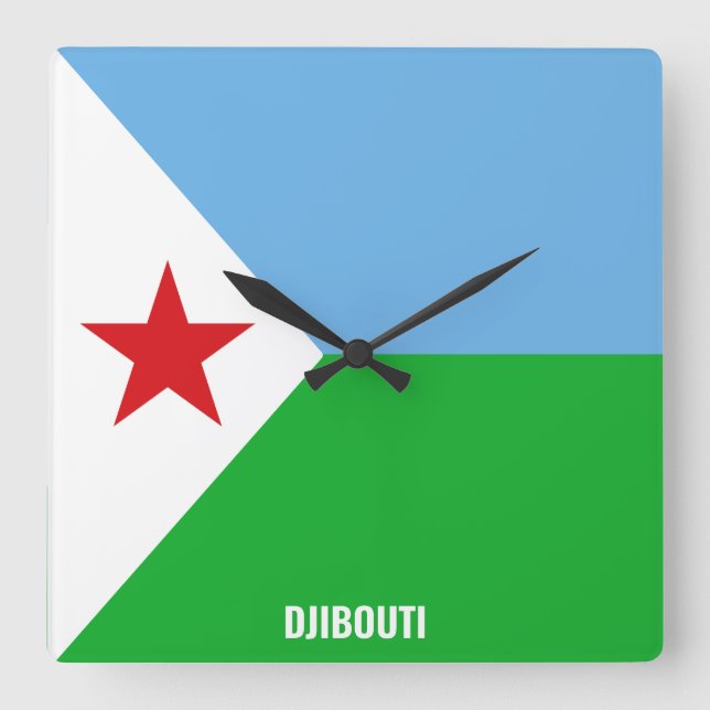 Djibouti Flagga Dazzling Patriotic Fyrkantig Klocka (Framsida)