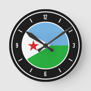 Djibouti Flagga Elegant Rund Klocka